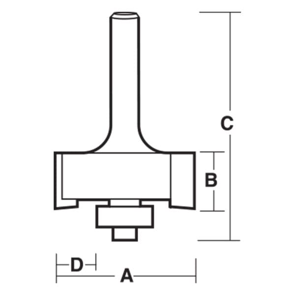Rebating Bit 6.35mm TCT, 2 Flute 1/4 Shank W/Bear - Hardware Abouts