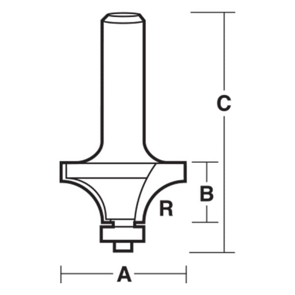 Rounding Over Bit 5mm Rad. TCT, 2 Flute - Hardware Abouts